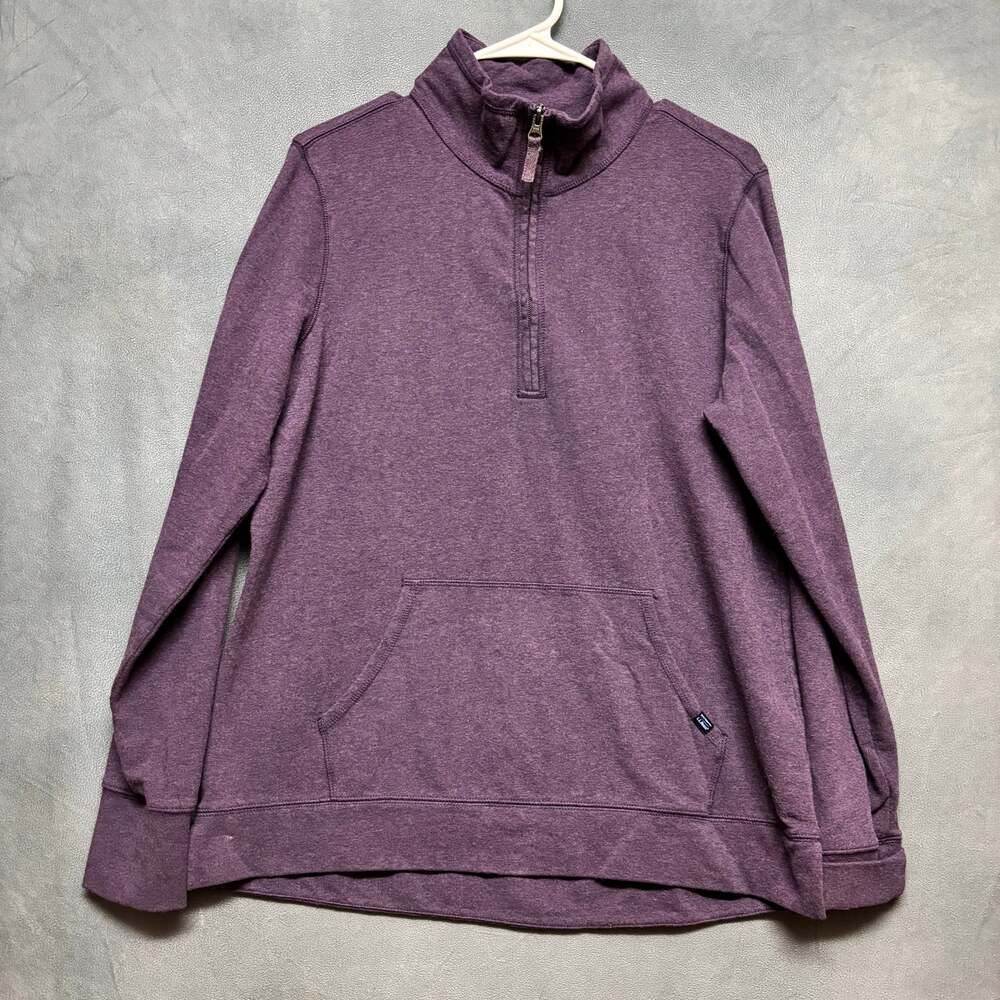 L.L.Bean Womens M Purple Heather Quarter Zip Pullover Sweatshirt Kangaroo